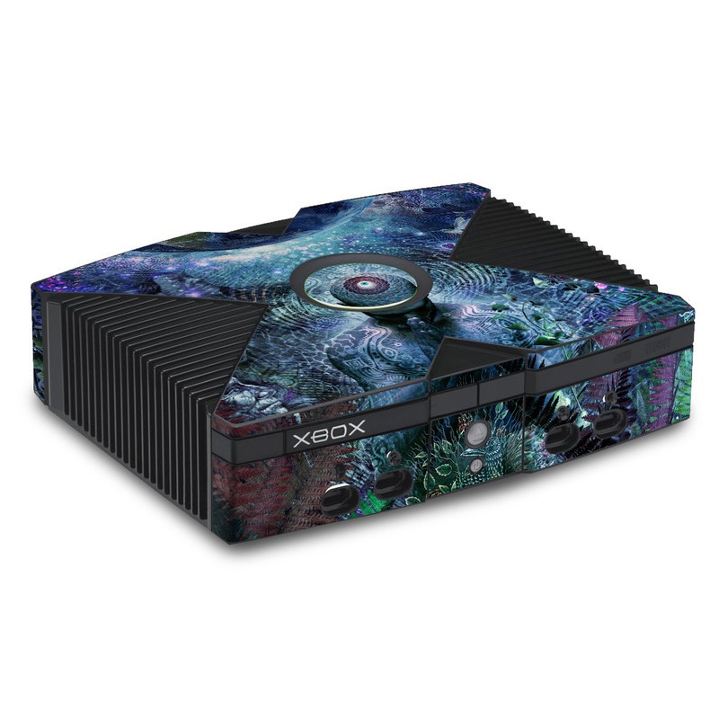 Old Xbox Skin design of Psychedelic art, Fractal art, Art, Space, Organism, Earth, Sphere, Graphic design, Circle, Graphics, with blue, green, gray, purple, pink, black, white colors