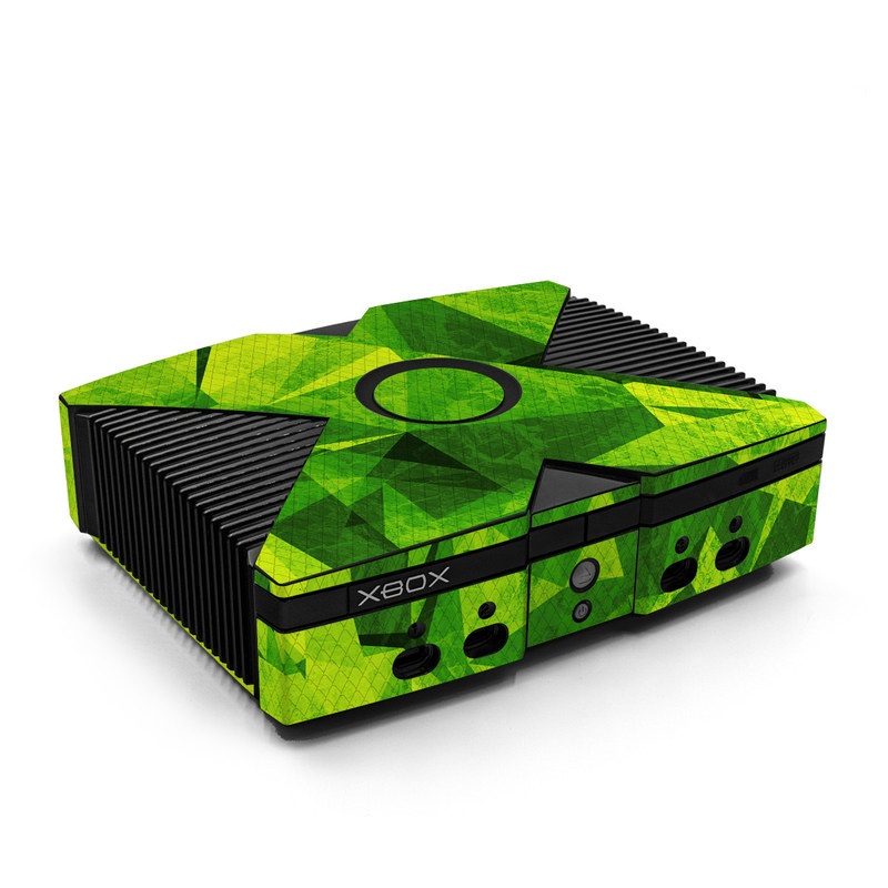 Old Xbox Skin design of Green, Pattern, Leaf, Design, Illustration, with green colors