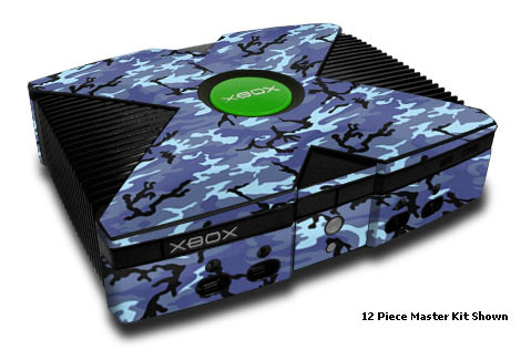 Old Xbox Skin design of Military camouflage, Pattern, Blue, Aqua, Teal, Design, Camouflage, Textile, Uniform, with blue, black, gray, purple colors