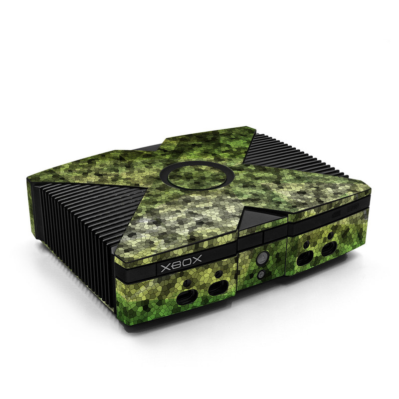 Old Xbox Skin design of Green, Grass, Leaf, Plant, Pattern, Groundcover, with black, white, green, gray colors