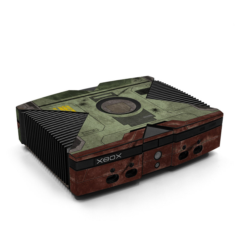 Old Xbox Skin design of Rectangle, Screenshot, Font, Wood, Pattern, Symmetry, Machine, Gas, Parallel, Engineering, with red, green, yellow, black, gray, white colors