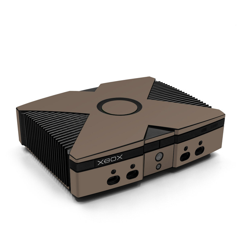 Old Xbox Skin design of Brown, Text, Beige, Material property, Font, with brown colors