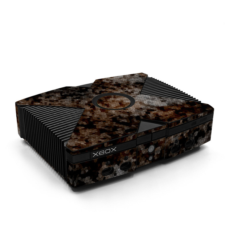 Old Xbox Skin design of Brown, Design, Soil, Pattern, Rock, Rust, Granite, Metal, with black, white, gray, brown colors