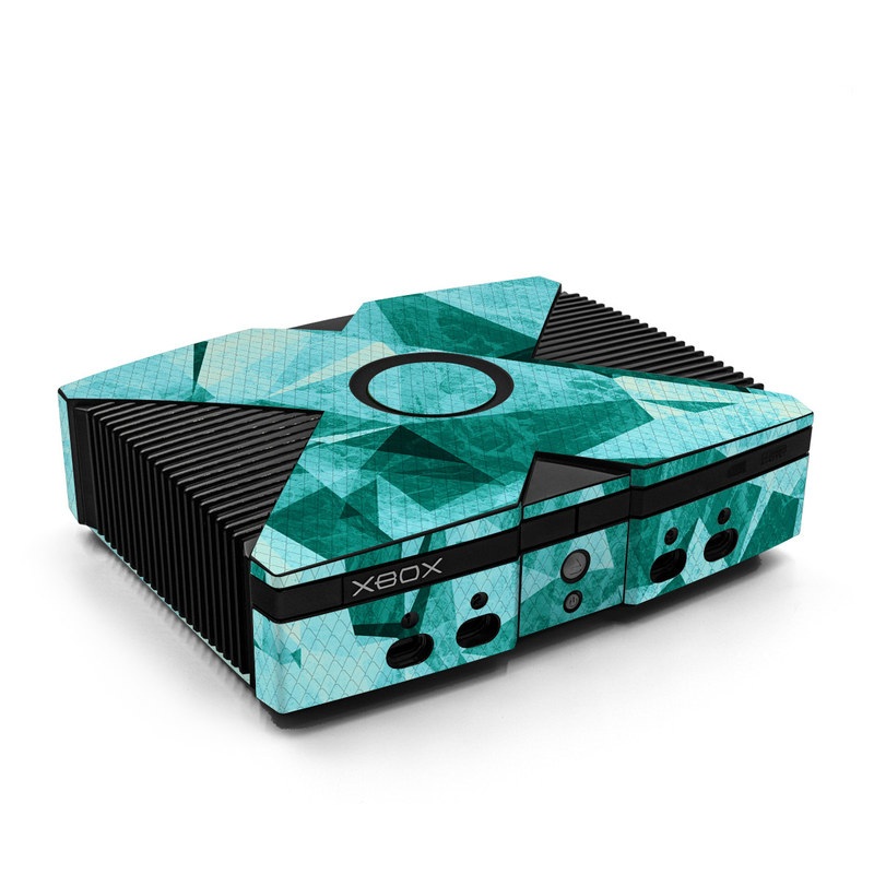 Old Xbox Skin design of Aqua, Blue, Pattern, Turquoise, Illustration, Teal, Design, Line, Graphic design, with blue colors