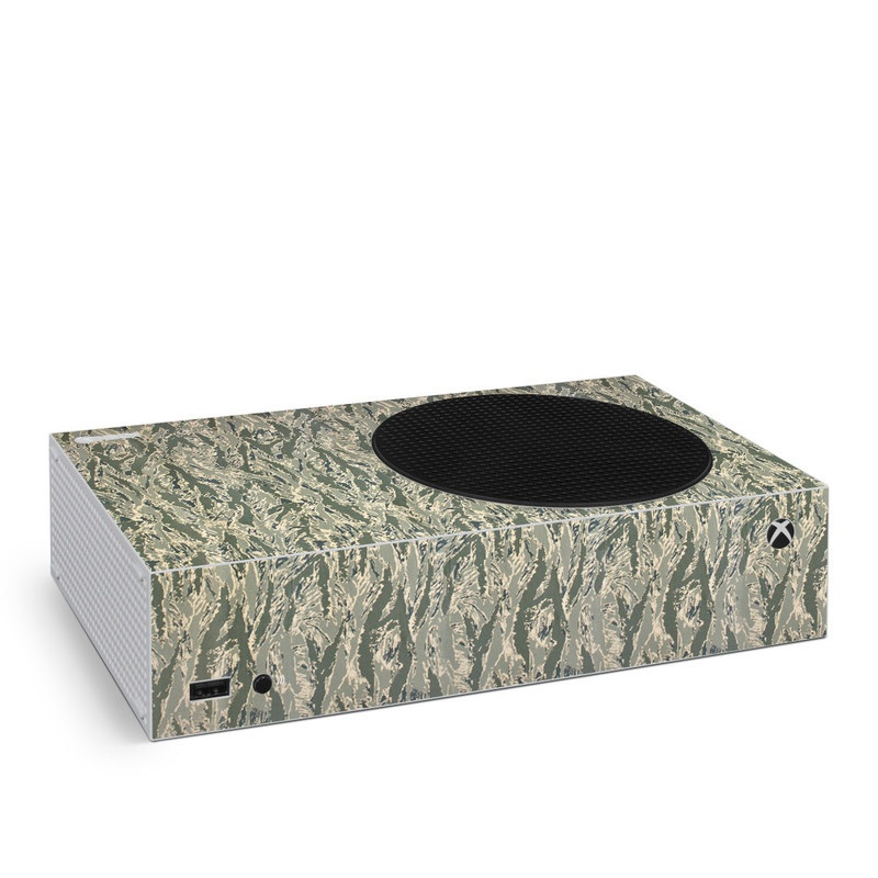 Xbox Series S Skin design of Pattern, Grass, Plant, with gray, green colors