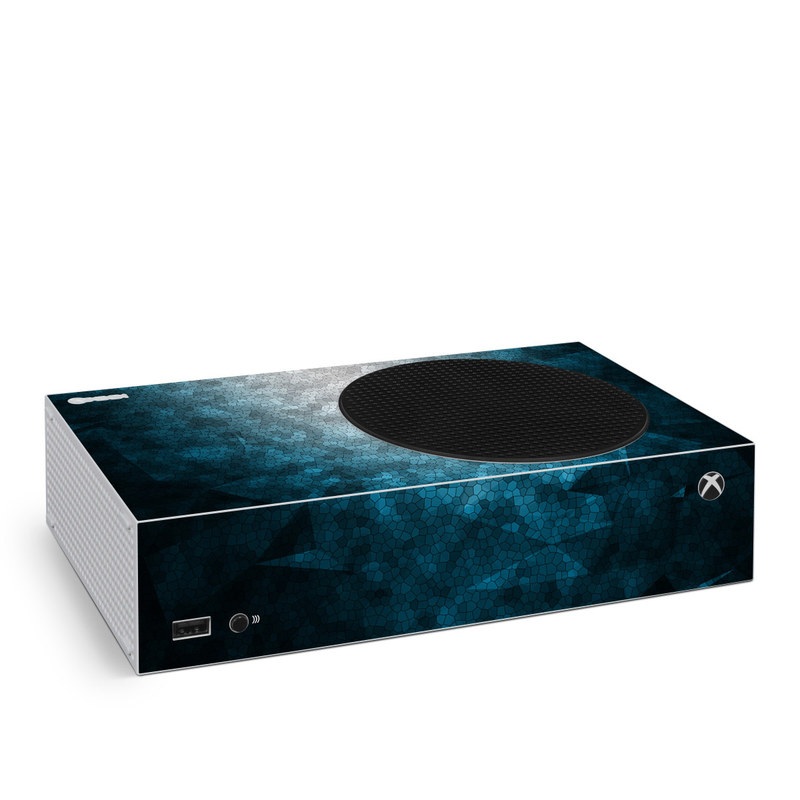 Xbox Series S Skin design of Blue, Aqua, Turquoise, Green, Water, Teal, Sky, Azure, Pattern, Atmosphere, with blue, white, gray colors