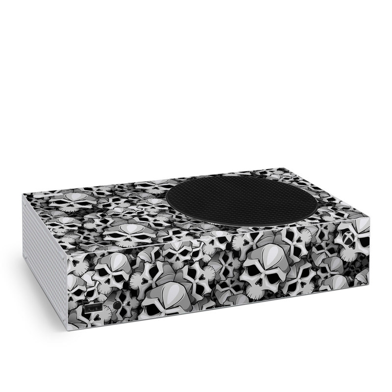 Xbox Series S Skin design of Pattern, Black-and-white, Monochrome, Ball, Football, Monochrome photography, Design, Font, Stock photography, Photography, with gray, black colors