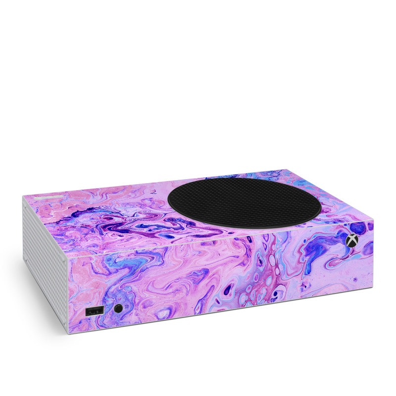 Xbox Series S Skin design of Purple, Violet, Lilac, Art, Pattern, Modern art, Painting, Visual arts, Acrylic paint, Magenta, with pink, purple, blue colors