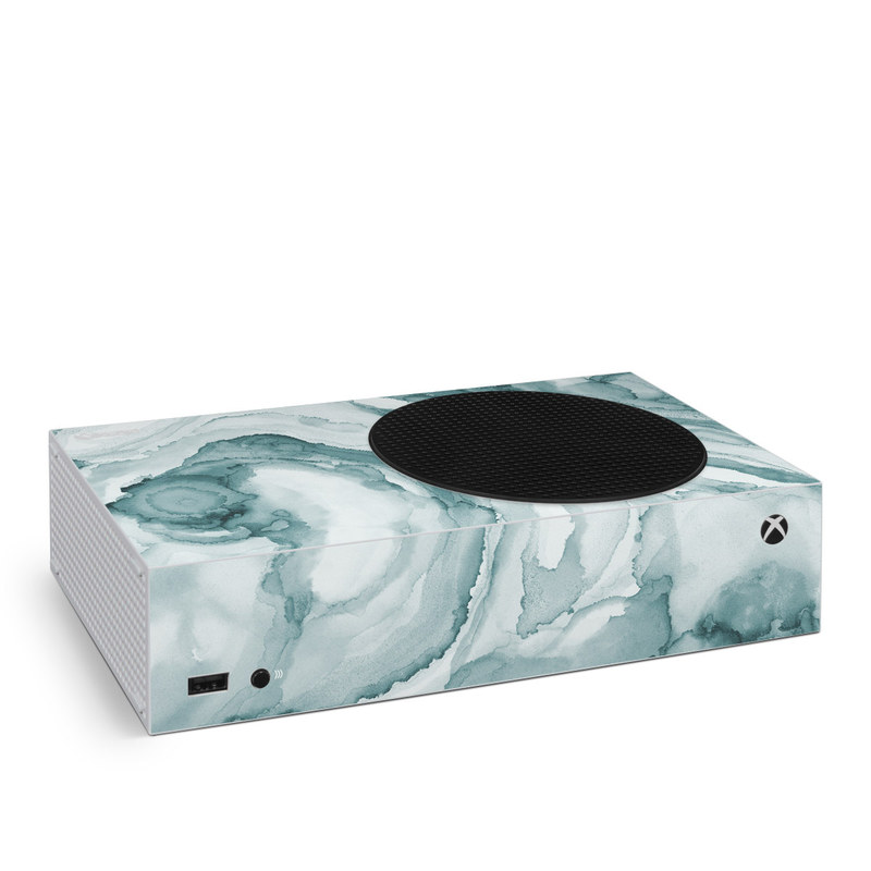 Xbox Series S Skin design of Liquid, Fluid, Snow, Polar ice cap, Ice cap, Aqua, Melting, Glacial landform, Arctic ocean, Pattern, with blue, gray, white colors