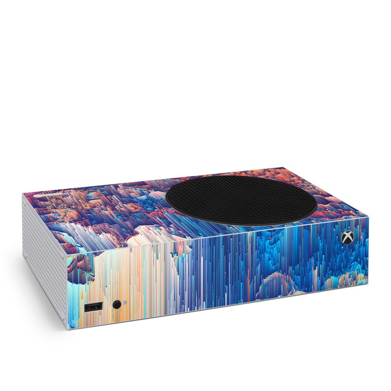 Xbox Series S Skin design of Blue, Turquoise, Formation, Sky, Design, City, Geology, Photography, Stock photography, Landscape, with blue, yellow, orange, red, pink colors