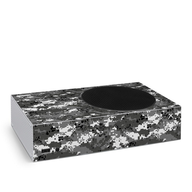 Xbox Series S Skin design of Military camouflage, Pattern, Camouflage, Design, Uniform, Metal, Black-and-white, with black, gray colors