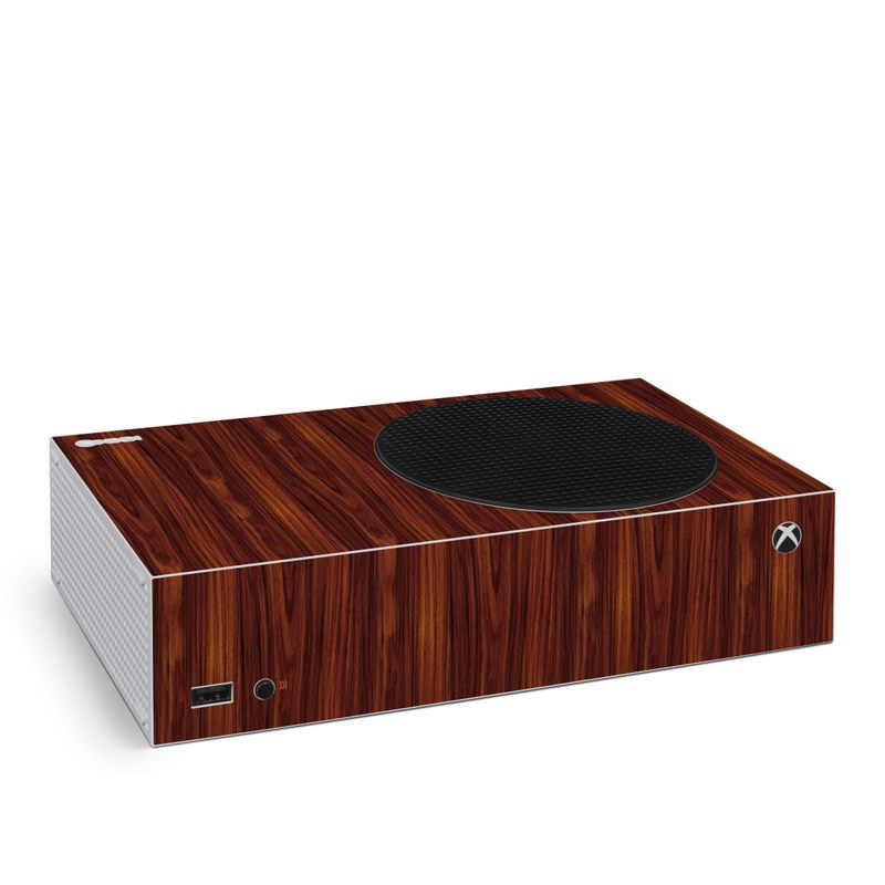 Xbox Series S Skin design of Wood, Red, Brown, Hardwood, Wood flooring, Wood stain, Caramel color, Laminate flooring, Flooring, Varnish, with black, red colors