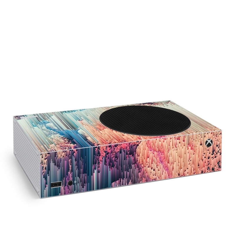Xbox Series S Skin design of Blue, Pink, Sky, Turquoise, Design, Rock, Textile, Photography, Cloud, Winter, with white, blue, purple, pink, red colors