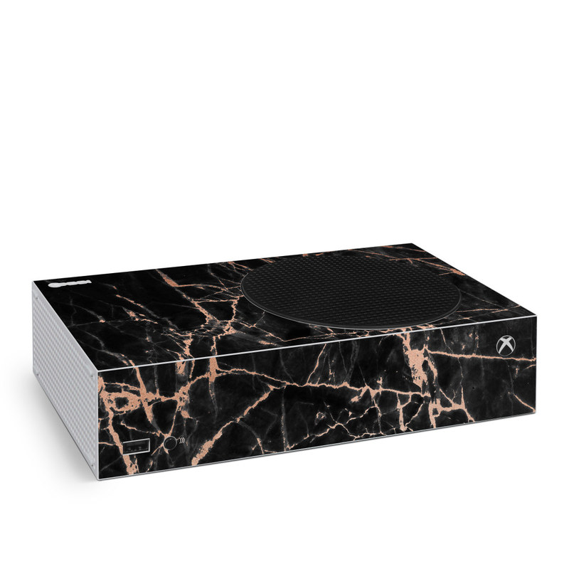 Xbox Series S Skin design of Branch, Black, Twig, Tree, Brown, Sky, Atmosphere, Plant, Winter, Night, with black, pink colors