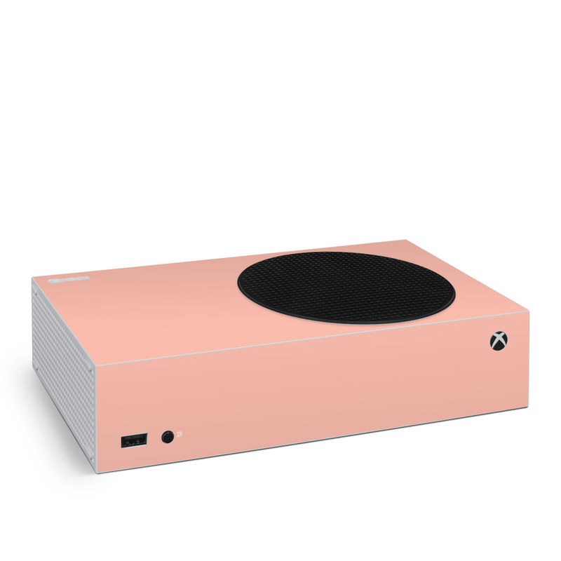 Xbox Series S Skin design of Orange, Pink, Peach, Brown, Red, Yellow, Material property, Font, Beige, with orange, yellow, white colors