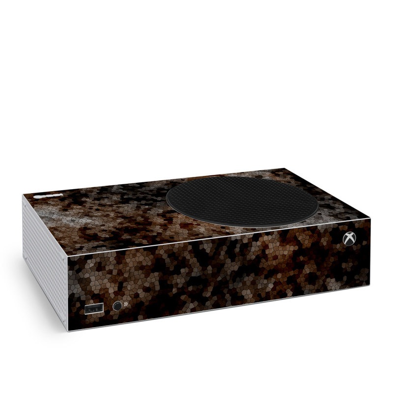 Xbox Series S Skin design of Brown, Design, Soil, Pattern, Rock, Rust, Granite, Metal, with black, white, gray, brown colors