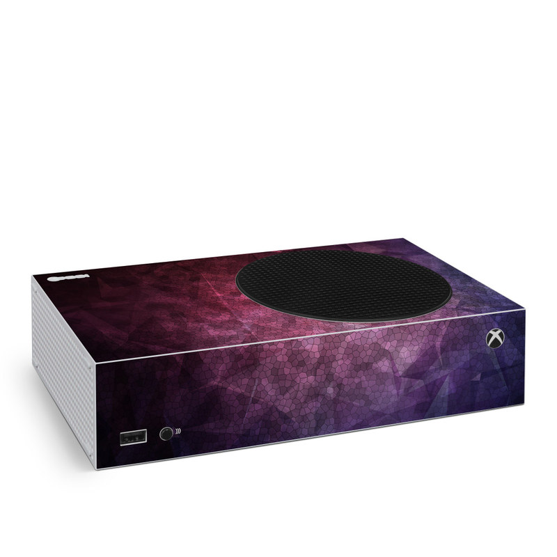 Xbox Series S Skin design of Purple, Sky, Red, Violet, Pink, Pattern, Design, Triangle, Line, Magenta, with black, red, purple, pink, white colors