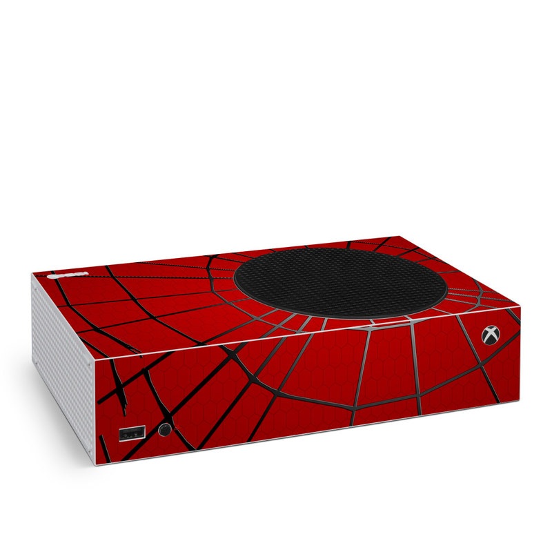 Xbox Series S Skin design of Red, Symmetry, Circle, Pattern, Line, with red, black, gray colors