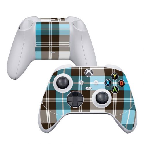 Turquoise Plaid Xbox Series S Controller Skin