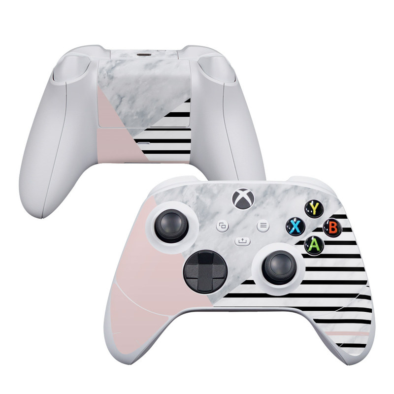 Xbox Series S Controller Skin design of White, Line, Architecture, Stairs, Parallel, with gray, black, white, pink colors