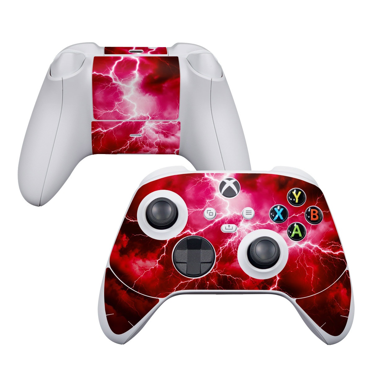 Xbox Series S Controller Skin design of Thunder, Atmosphere, Sky, Light, Purple, Lighting, Water, Thunderstorm, Electricity, Pink, with black, red colors