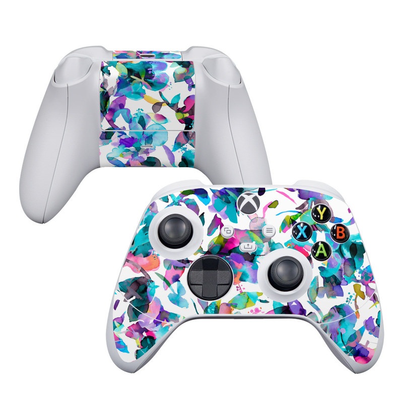 Xbox Series S Controller Skin design of Pattern, Design, Textile with white, blue, red, purple, pink, orange, yellow colors