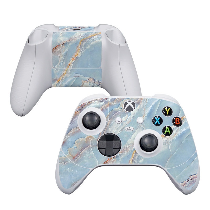 Xbox Series S Controller Skin design of Blue, Azure, Aqua, Onyx, with blue, red, orange, white colors