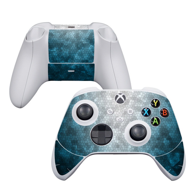 Xbox Series S Controller Skin design of Blue, Aqua, Turquoise, Green, Water, Teal, Sky, Azure, Pattern, Atmosphere, with blue, white, gray colors