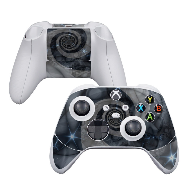 Xbox Series S Controller Skin design of Eye, Drawing, Black-and-white, Design, Pattern, Art, Tattoo, Illustration, Fractal art, with black, gray colors