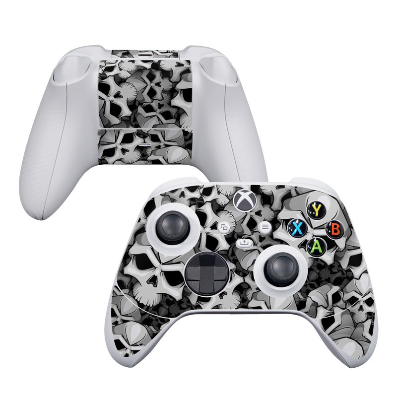 Xbox Series S Controller Skin design of Pattern, Black-and-white, Monochrome, Ball, Football, Monochrome photography, Design, Font, Stock photography, Photography, with gray, black colors