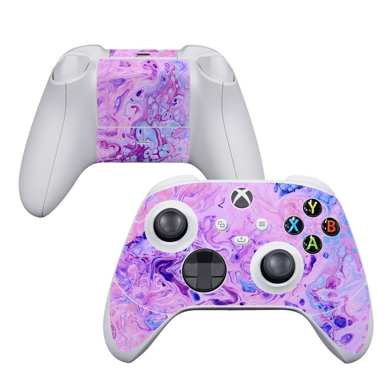 Xbox Series S Controller Skin design of Purple, Violet, Lilac, Art, Pattern, Modern art, Painting, Visual arts, Acrylic paint, Magenta, with pink, purple, blue colors