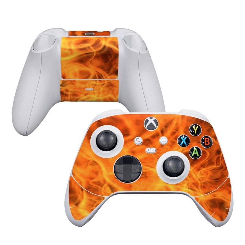 Xbox Series S Controller Skin design of Flame, Fire, Heat, Orange, with red, orange, black colors