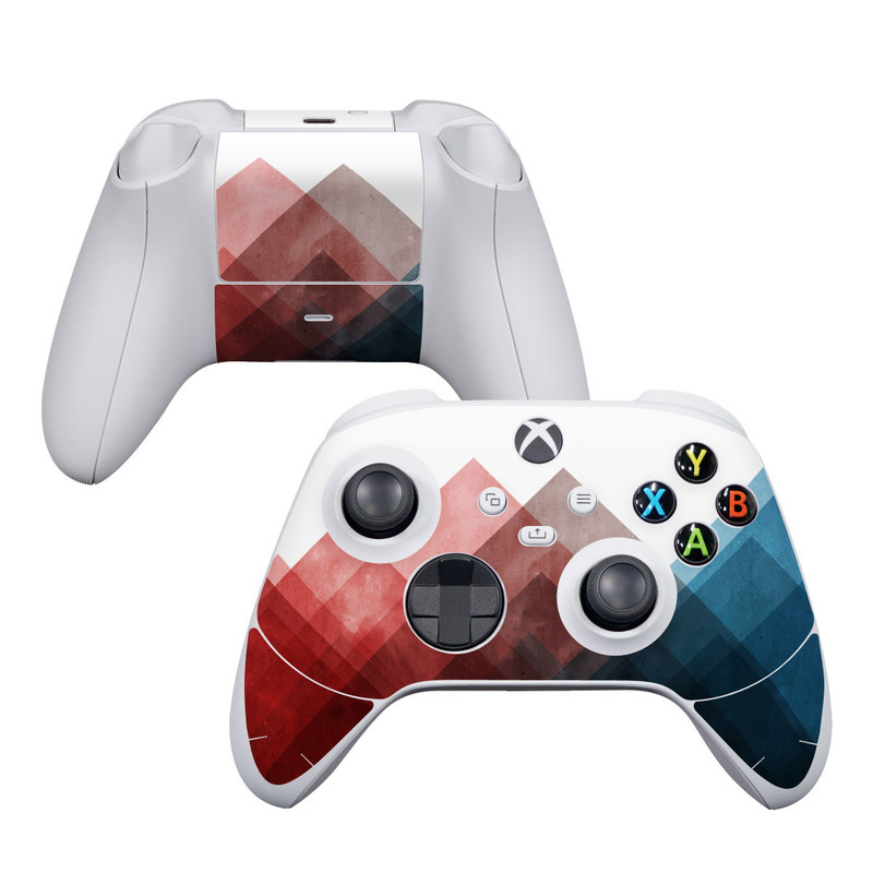 Xbox Series S Controller Skin design of Blue, Red, Sky, Pink, Line, Architecture, Font, Graphic design, Colorfulness, Illustration, with red, pink, blue colors