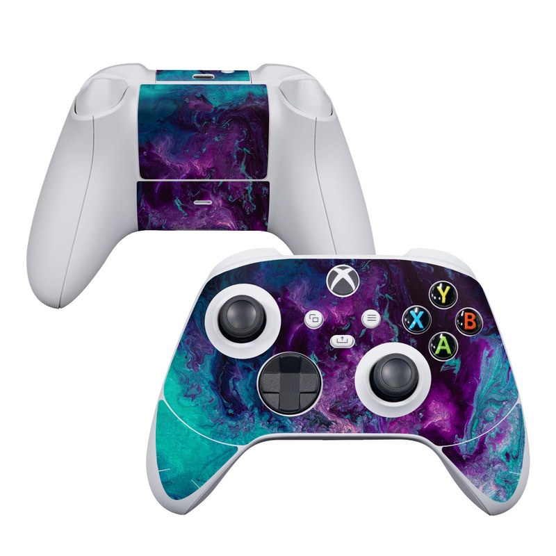Xbox Series S Controller Skin design of Blue, Purple, Violet, Water, Turquoise, Aqua, Pink, Magenta, Teal, Electric blue, with blue, purple, black colors
