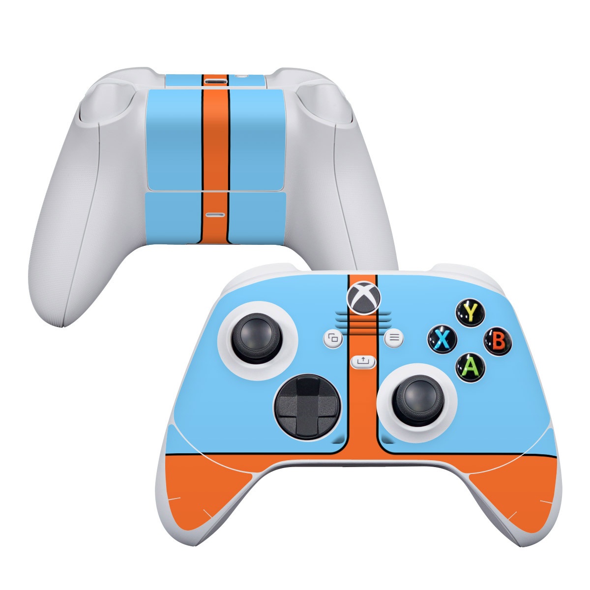 Xbox Series S Controller Skin design of Line, with blue, orange, black colors
