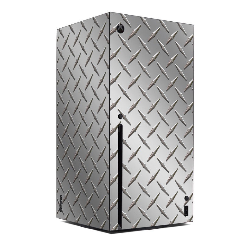 Xbox Series X Skin design of Pattern, Metal, Line, Design, Steel, Parallel, Tile, Beige, Flooring with gray colors