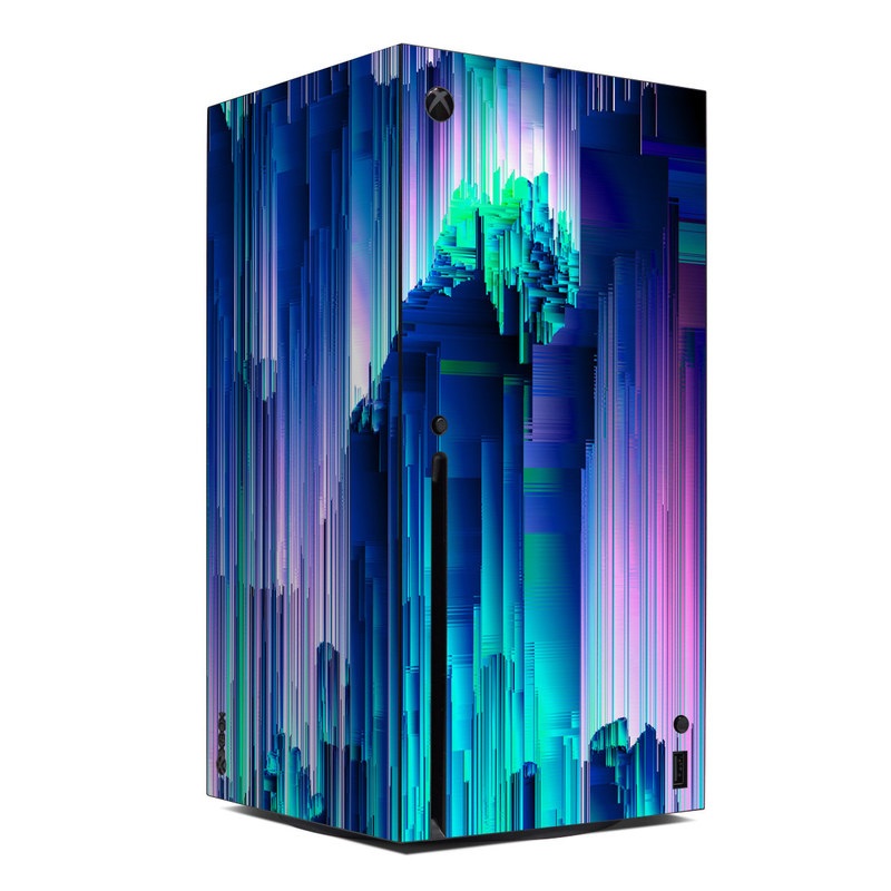Xbox Series X Skin design of Blue, Green, Light, Colorfulness, with blue, purple, pink, white colors