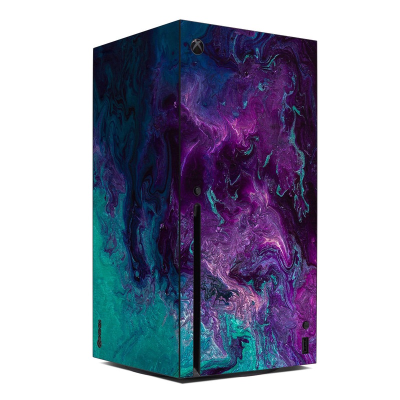 Xbox Series X Skin design of Blue, Purple, Violet, Water, Turquoise, Aqua, Pink, Magenta, Teal, Electric blue, with blue, purple, black colors