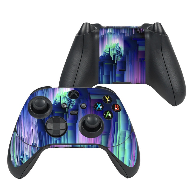 Xbox Series X Controller Skin design of Blue, Green, Light, Colorfulness with blue, purple, pink, white colors
