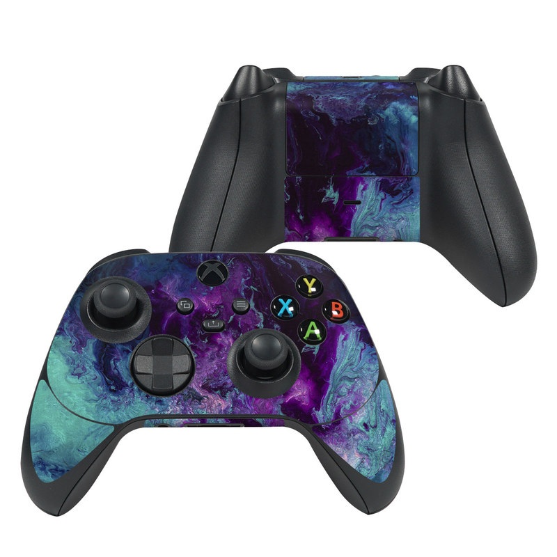 Xbox Series X Controller Skin design of Blue, Purple, Violet, Water, Turquoise, Aqua, Pink, Magenta, Teal, Electric blue, with blue, purple, black colors