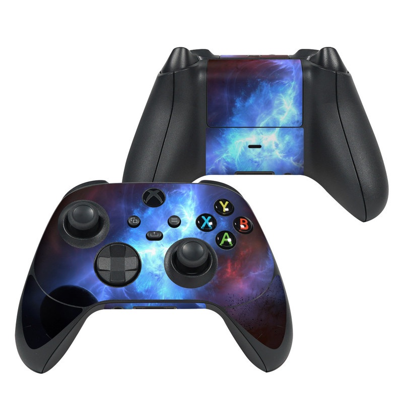 Xbox Series X Controller Skin design of Sky, Atmosphere, Outer space, Space, Astronomical object, Fractal art, Universe, Electric blue, Art, Organism, with black, blue, purple colors