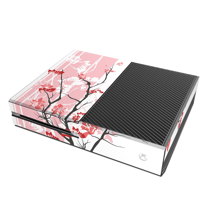 Xbox One Skin design of Branch, Red, Flower, Plant, Tree, Twig, Blossom, Botany, Pink, Spring with white, pink, gray, red, black colors