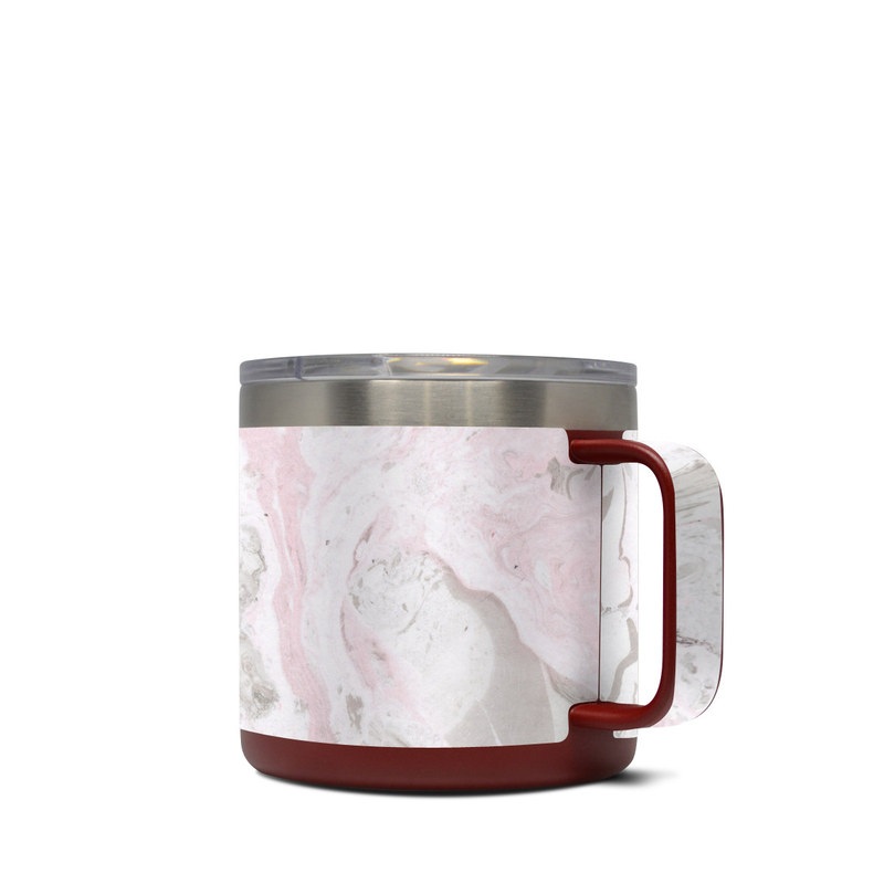 Yeti Rambler Mug 14oz Skin design of White, Pink, Pattern, Illustration, with pink, gray, white colors