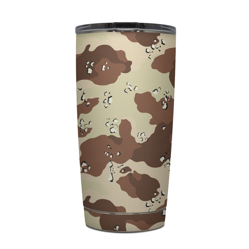 Yeti Rambler Tumbler 20oz Skin design of Military camouflage, Brown, Pattern, Design, Camouflage, Textile, Beige, Illustration, Uniform, Metal with gray, red, black, green colors