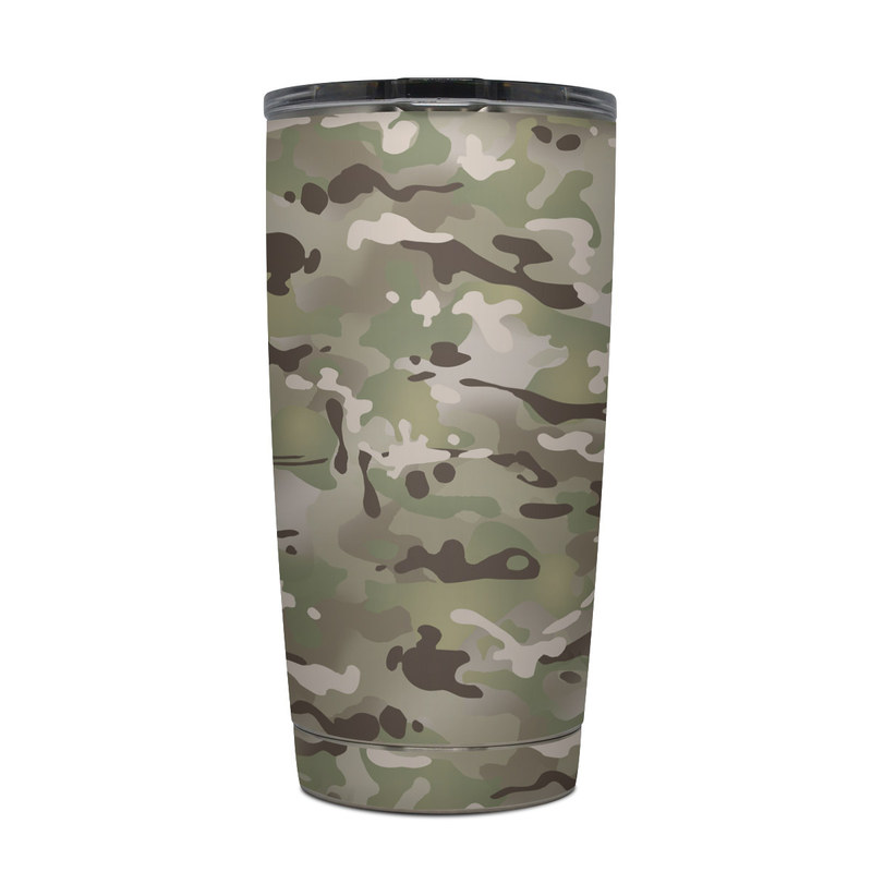Yeti Rambler Tumbler 20oz Skin design of Military camouflage, Camouflage, Pattern, Clothing, Uniform, Design, Military uniform, Bed sheet, with gray, green, black, red colors