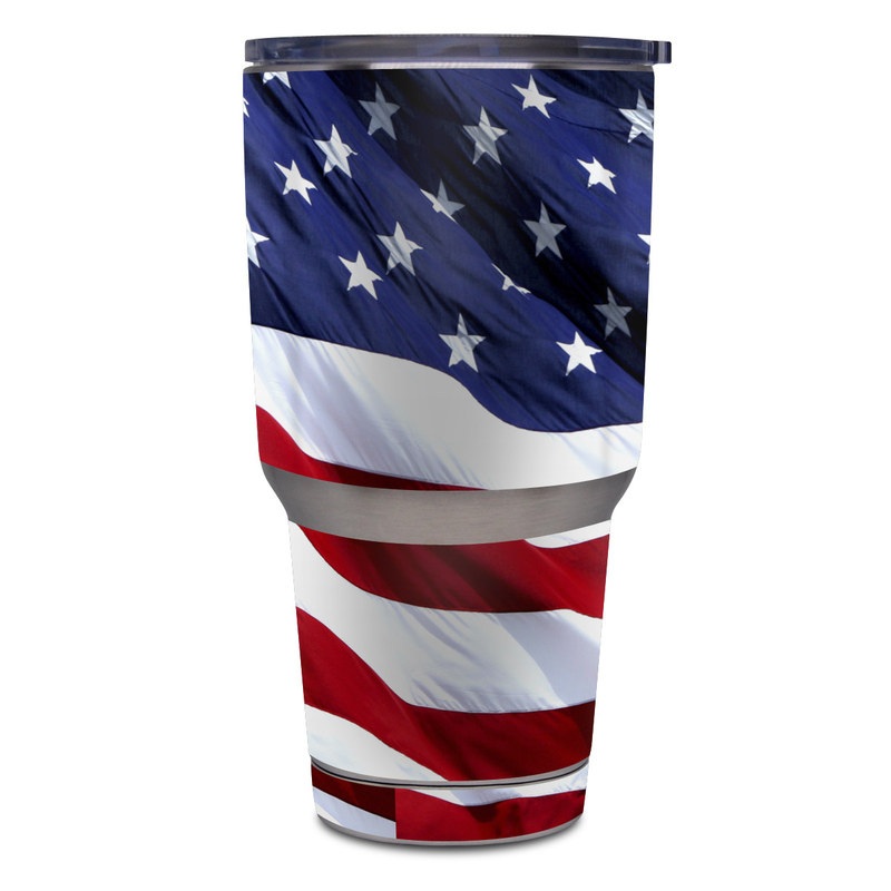 Yeti Rambler Tumbler 30oz Skin design of Flag, Flag of the united states, Flag Day (USA), Veterans day, Memorial day, Holiday, Independence day, Event, with red, blue, white colors