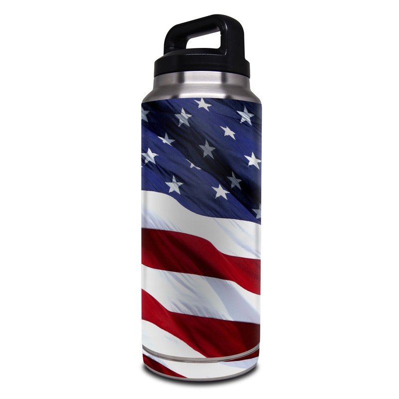 Yeti Rambler Bottle 36oz Skin design of Flag, Flag of the united states, Flag Day (USA), Veterans day, Memorial day, Holiday, Independence day, Event, with red, blue, white colors