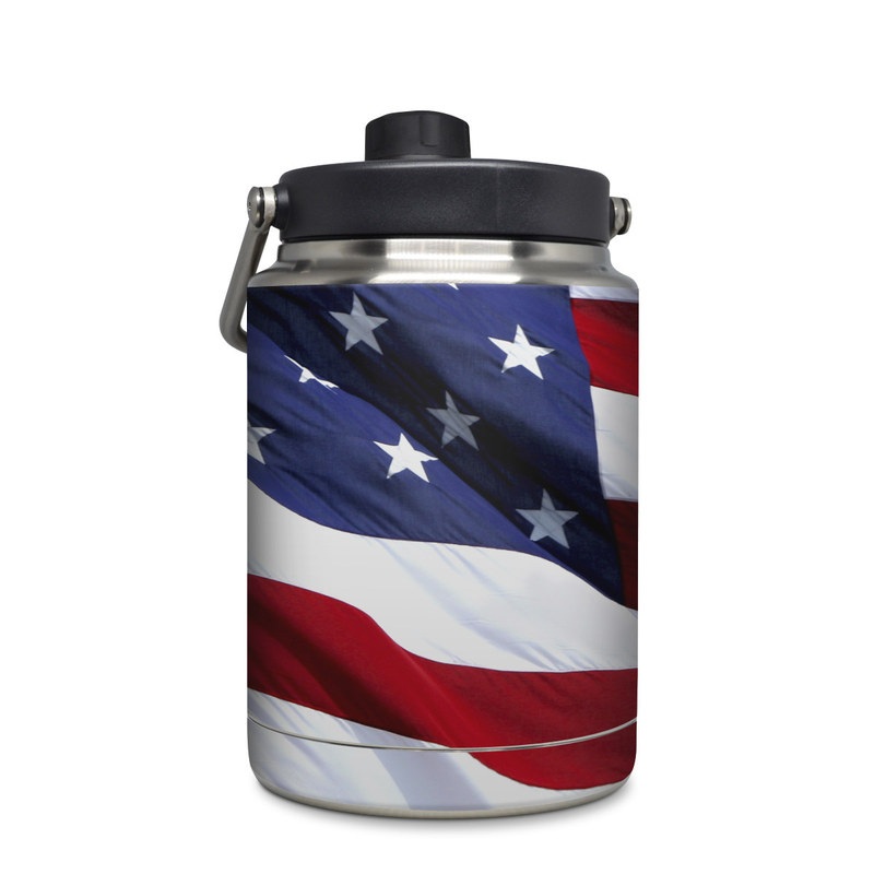 Yeti Rambler Jug Half Gallon Skin design of Flag, Flag of the united states, Flag Day (USA), Veterans day, Memorial day, Holiday, Independence day, Event with red, blue, white colors