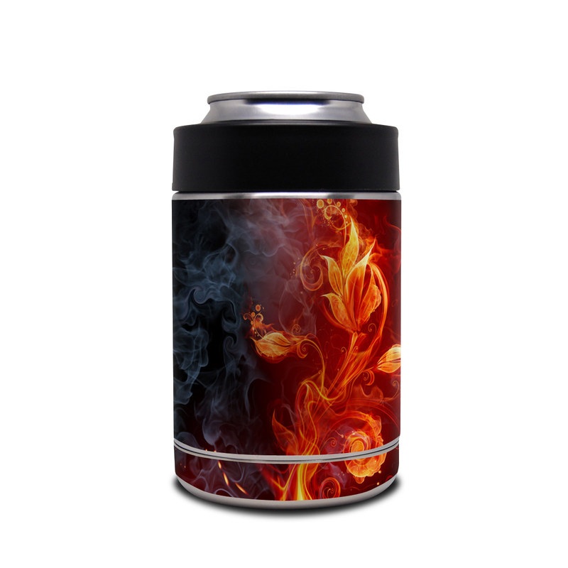 Yeti Rambler Colster Skin design of Flame, Fire, Heat, Red, Orange, Fractal art, Graphic design, Geological phenomenon, Design, Organism, with black, red, orange colors