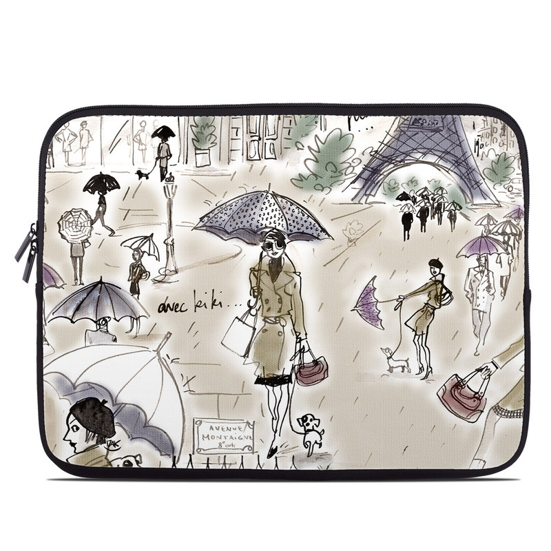 Laptop Sleeve design of Cartoon, Umbrella, Illustration, Organism, Art, Fiction, Fictional character, with brown, gray, purple colors